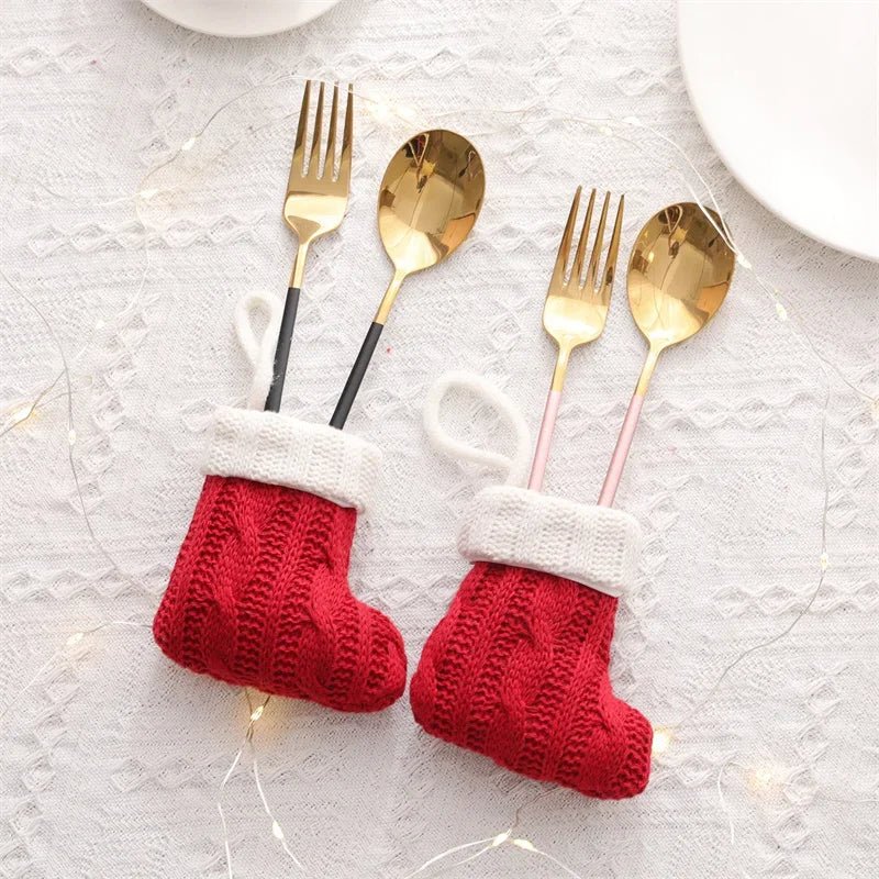 BowLift | Charming Knitted Mini Christmas Socks – Red & Green Hanging Stockings for Festive Home, Party, & Table Décor