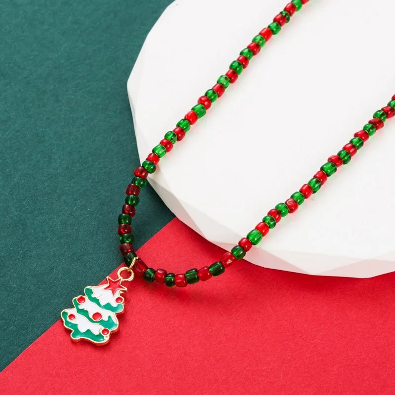 BowLift | Charming Vintage Christmas Pendant Necklace – Colorful Beaded Collier for Women & Men, Perfect Festive Party Jewelry & Gifts