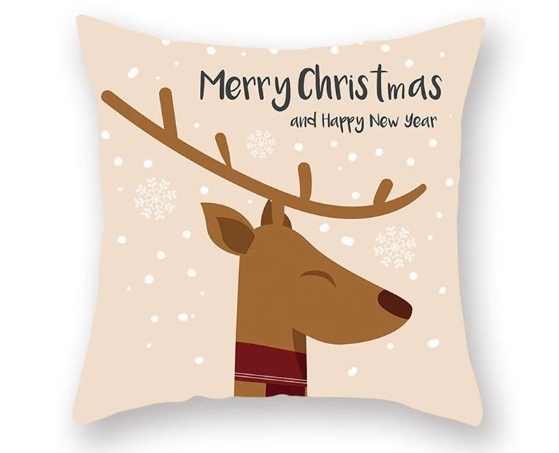 BowLift | Christmas Cushion Cover – Festive Santa & Elk Design for Holiday Decor & Perfect New Year Gift