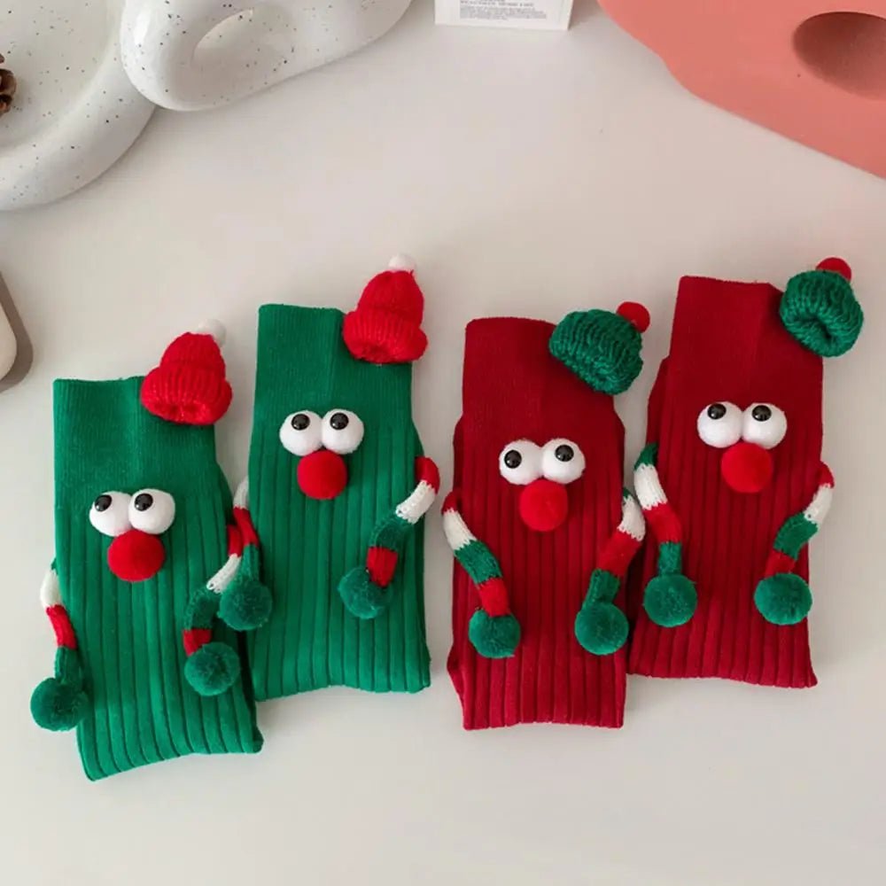 BowLift | Christmas Holding Hands Socks- Elastic Cartoon Socks Perfect Funny Holiday Gift for Winter