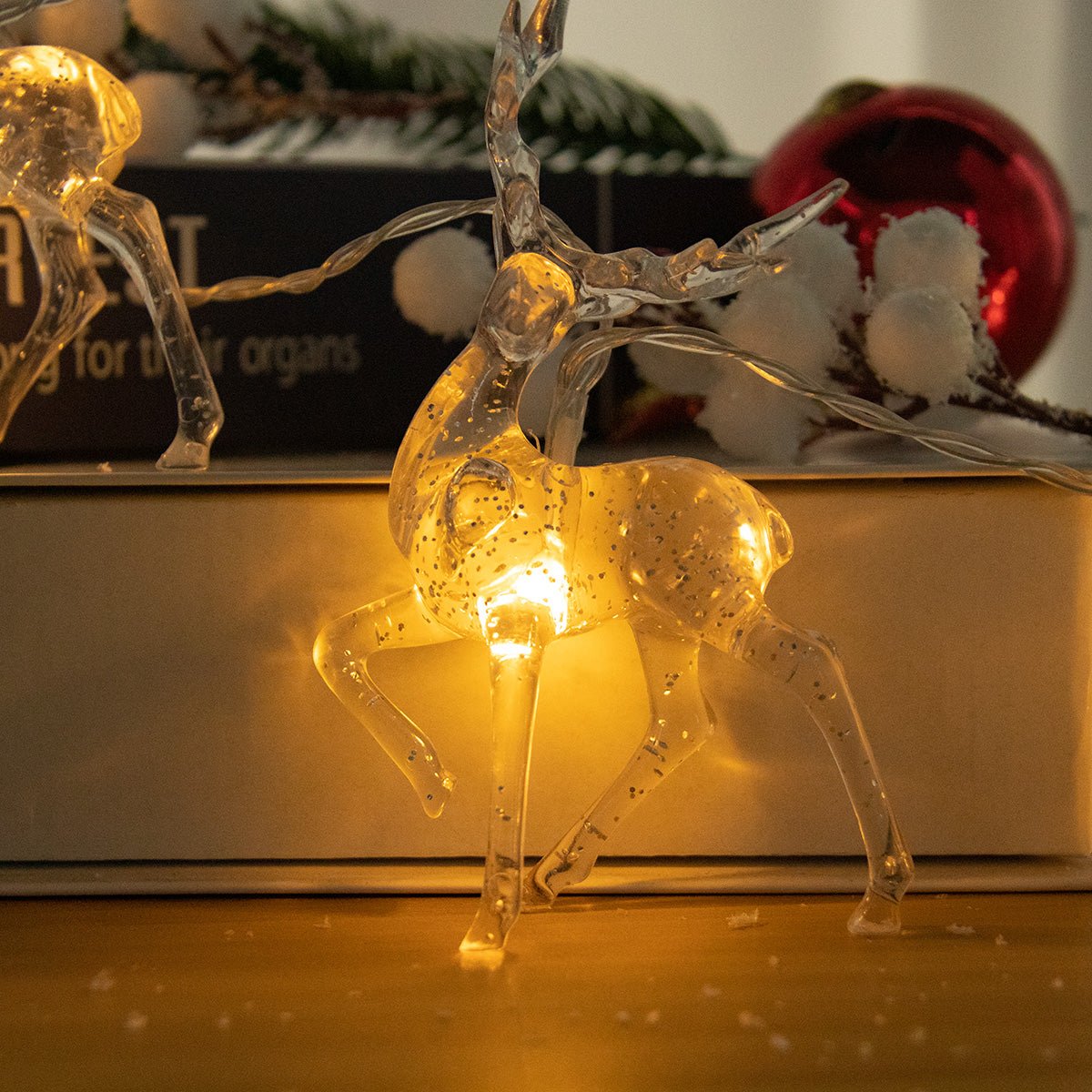 BowLift | Christmas LED Reindeer String Lights – Battery-Powered Christmas Fairy Lights for Magical Holiday Parties, Home, and Tree Décor