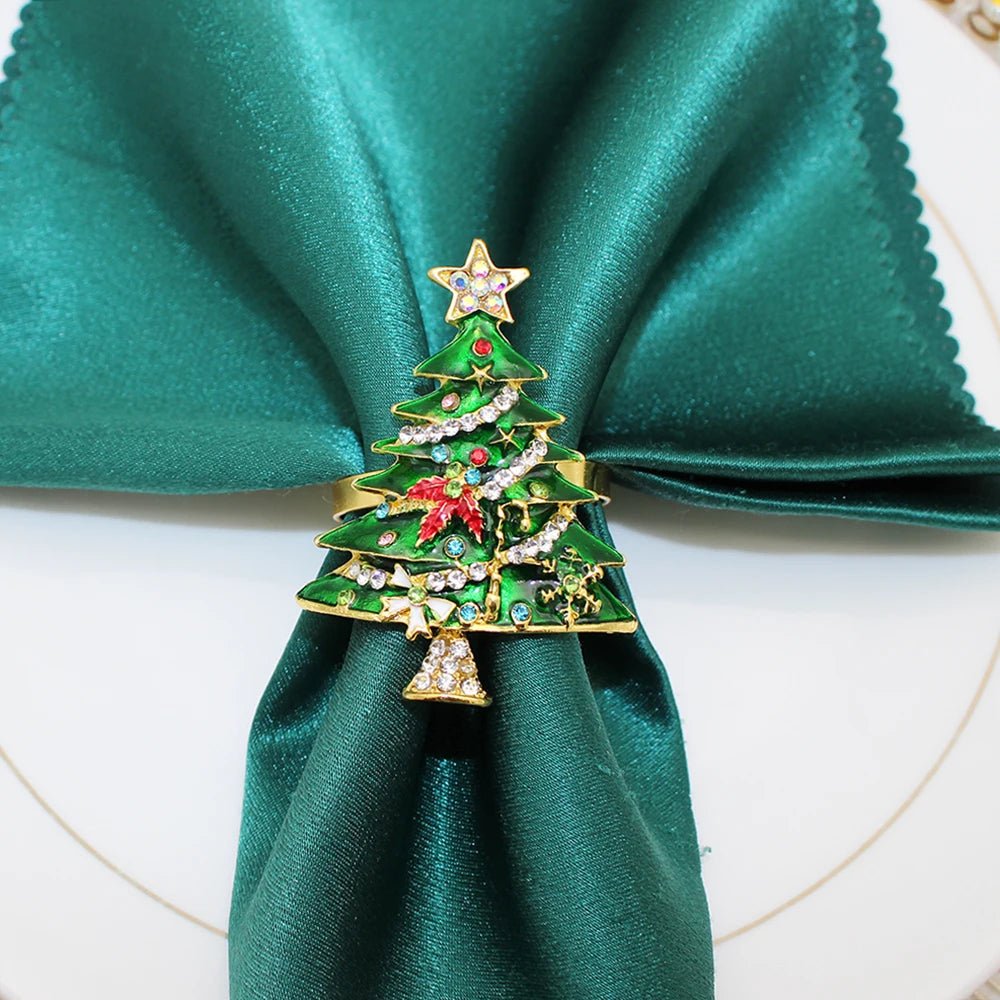 BowLift | Christmas Tree Metal Napkin Rings Set- Perfect for Festive Dinners, Weddings, and Banquets