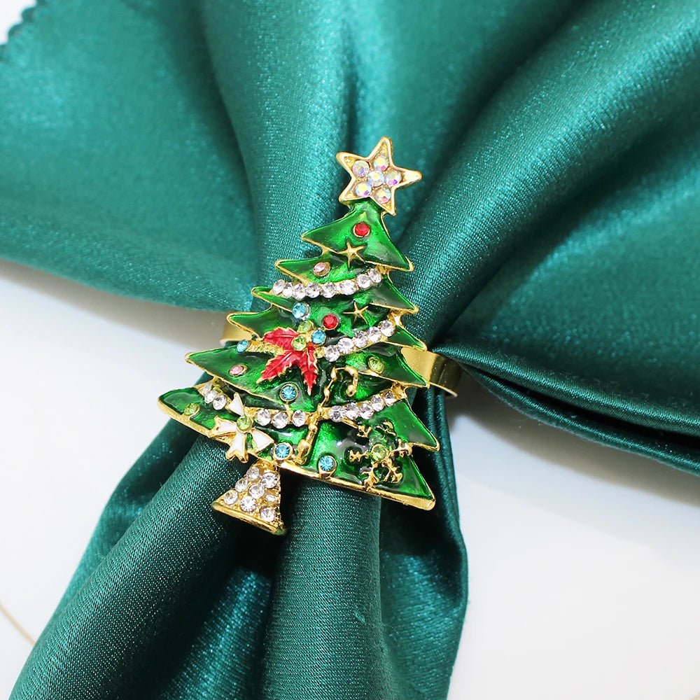 BowLift | Christmas Tree Metal Napkin Rings Set- Perfect for Festive Dinners, Weddings, and Banquets