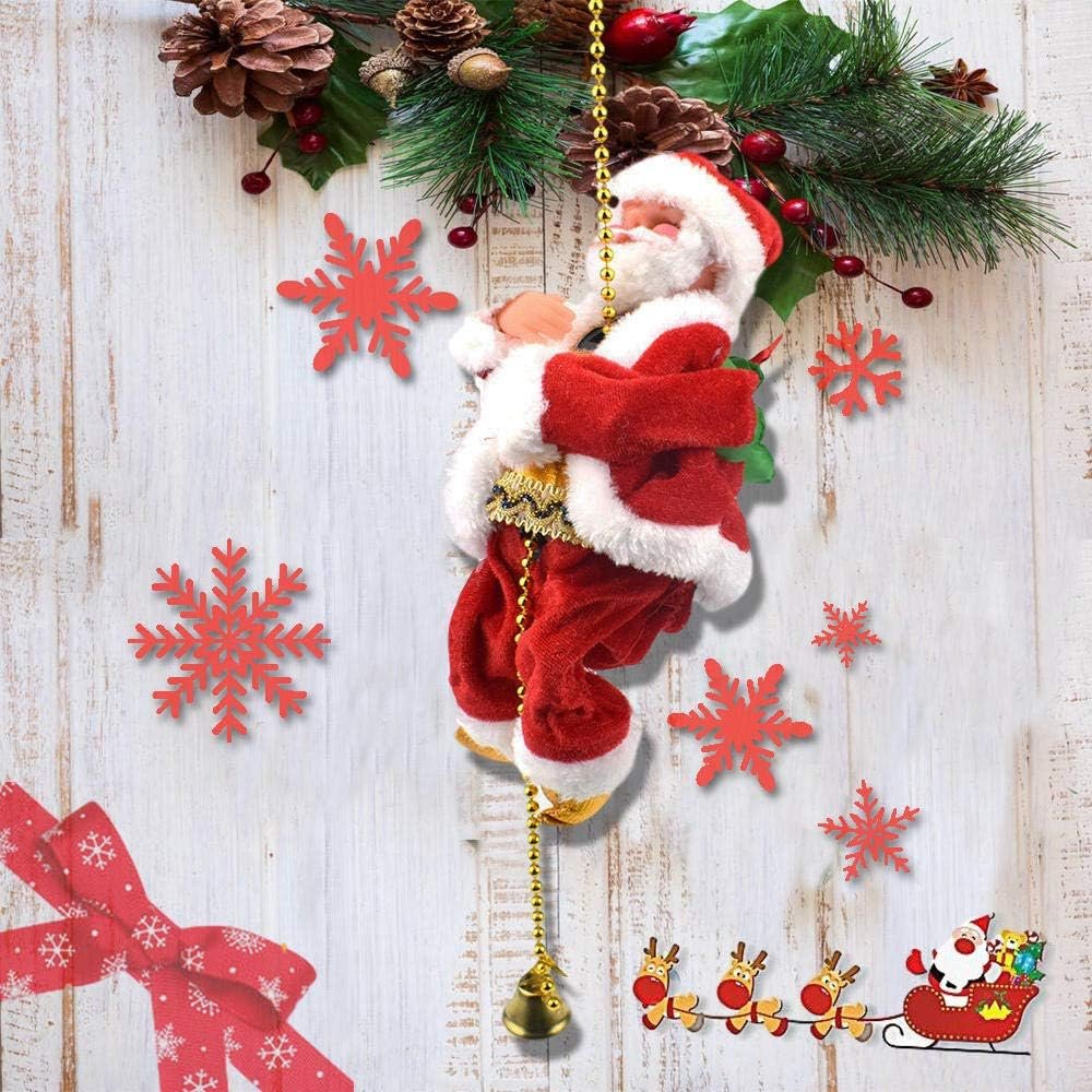 BowLift | Climbing Santa Claus Christmas Ornament - Climbing Santa with Light Music Indoor and Outdoor Christmas Decor