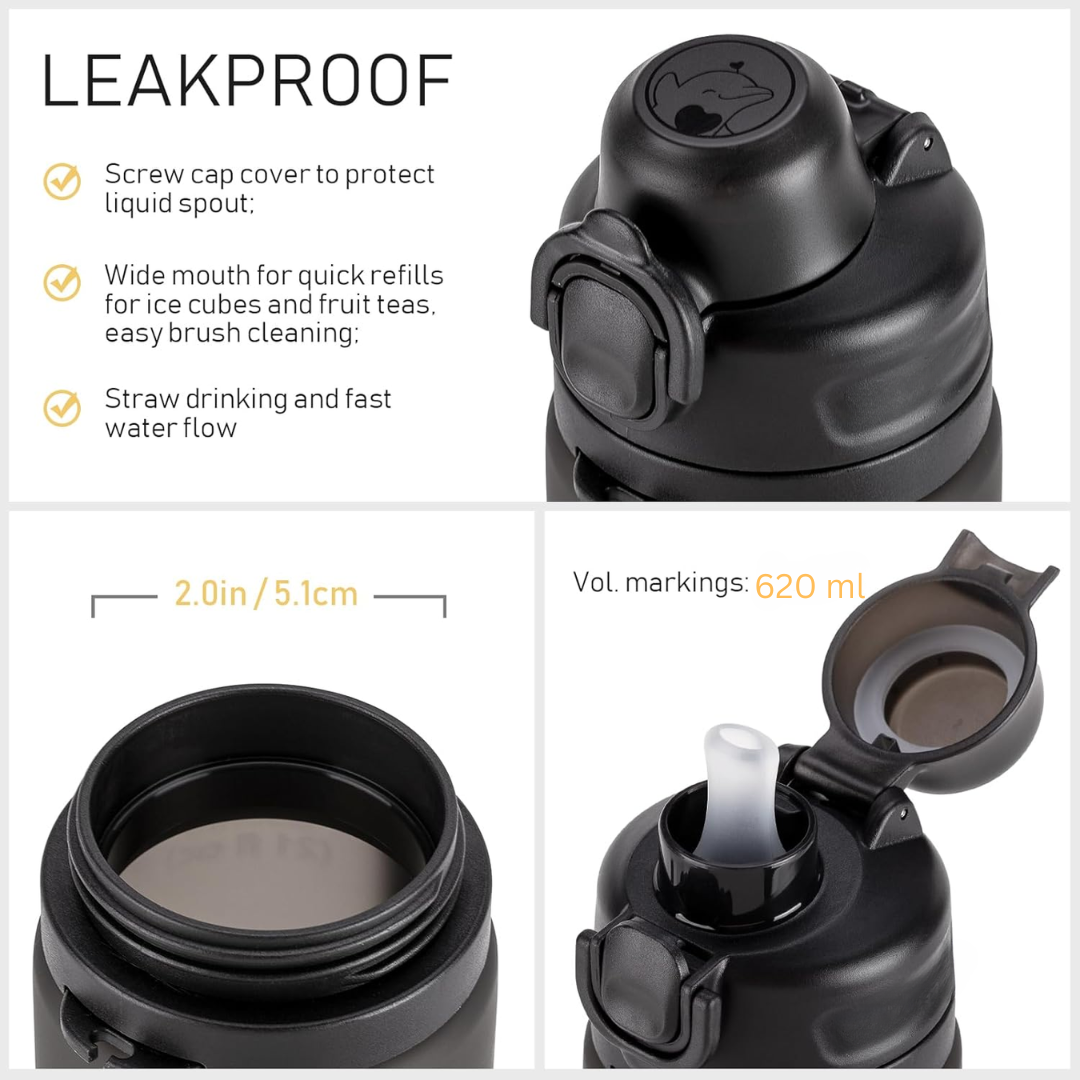 BowLift | Collapsible 600 ml Silicone Water Bottle - Leakproof & BPA-free