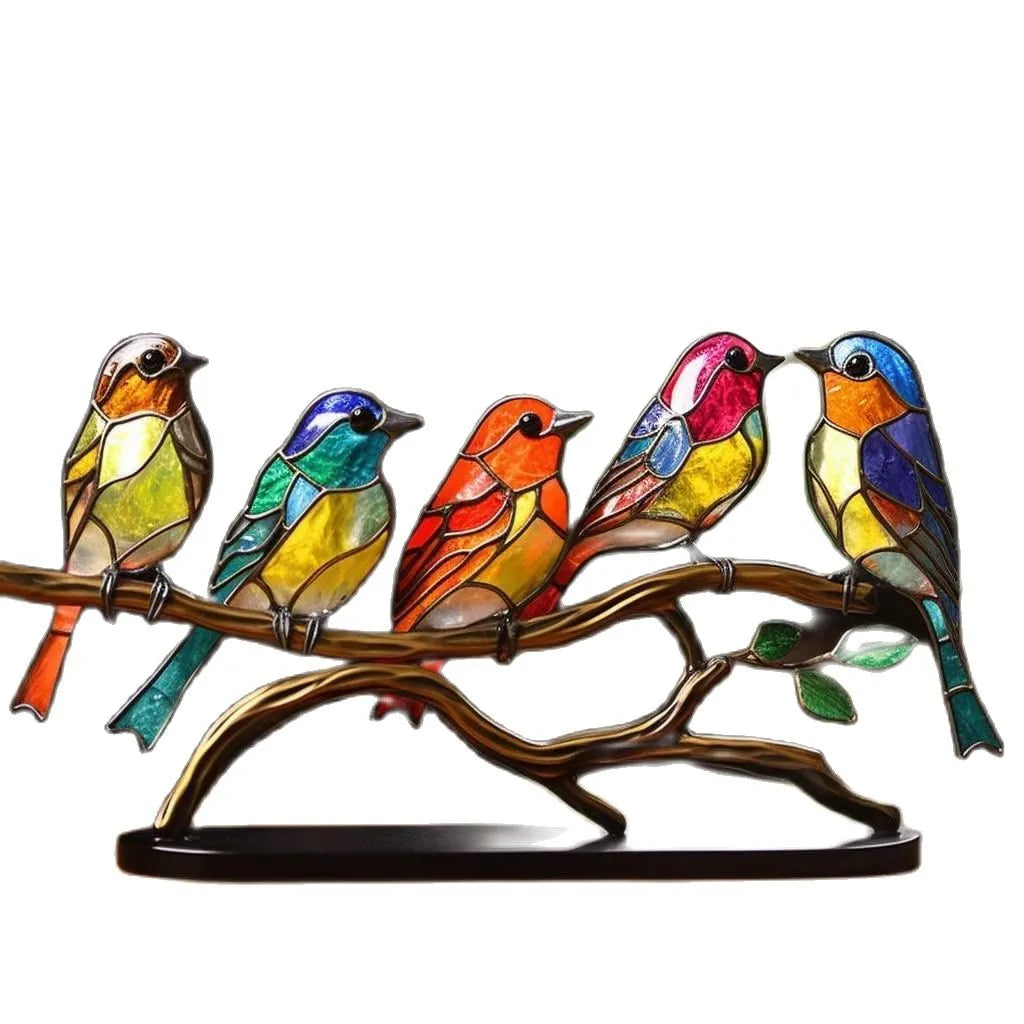 BowLift | ColorBirds - Coloured Birds on Branch Decorative Sculpture