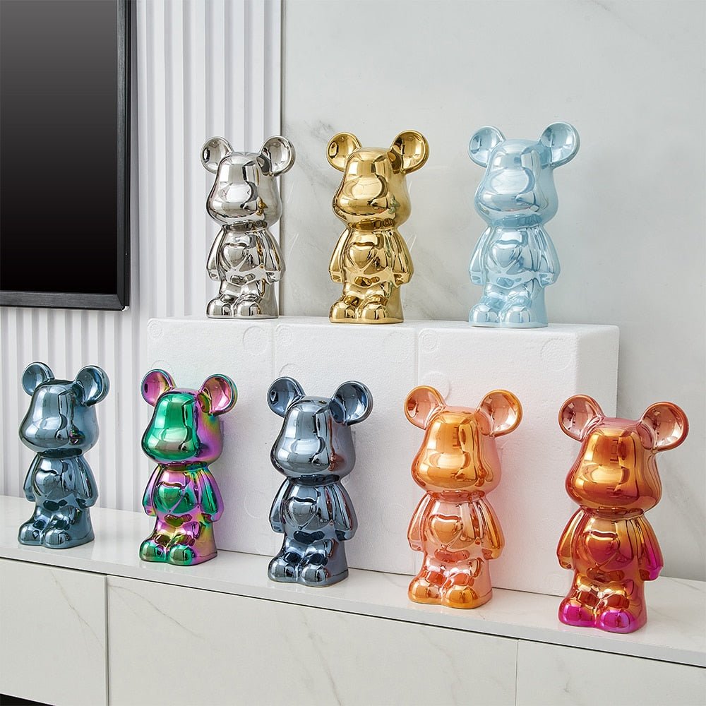 BowLift | Colorful Ceramic Bear Sculpture and Statue Piggy Bank Desk Ornament