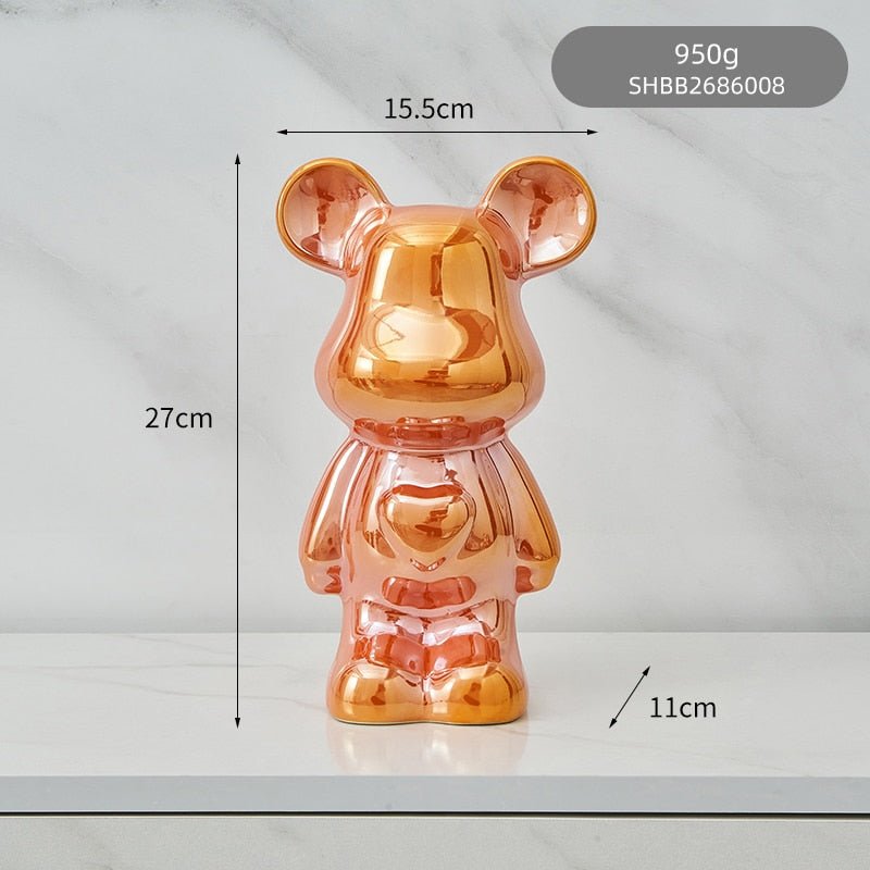 BowLift | Colorful Ceramic Bear Sculpture and Statue Piggy Bank Desk Ornament