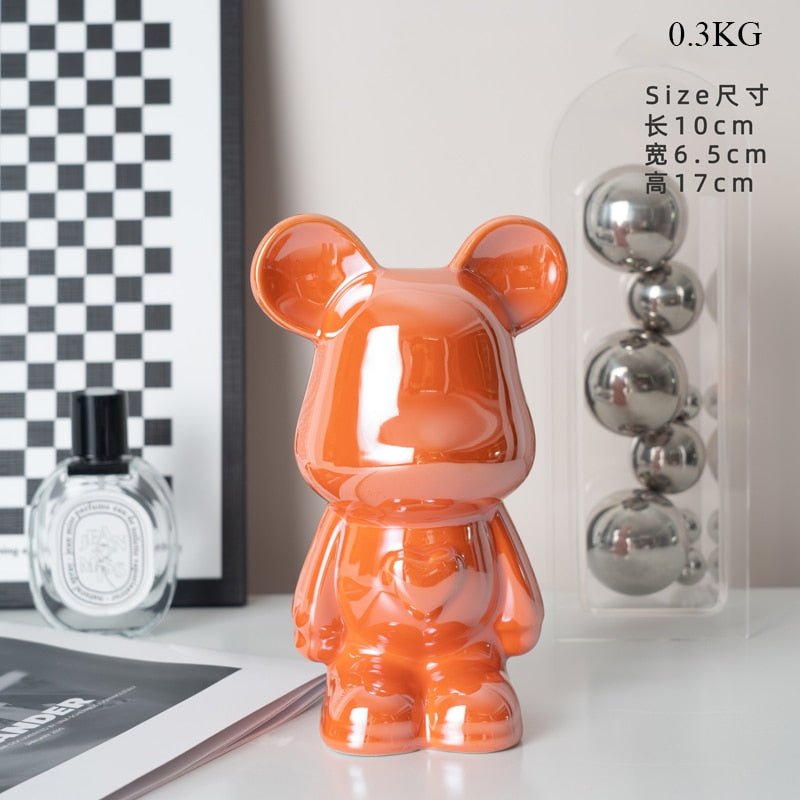 BowLift | Colorful Ceramic Bear Sculpture and Statue Piggy Bank Desk Ornament