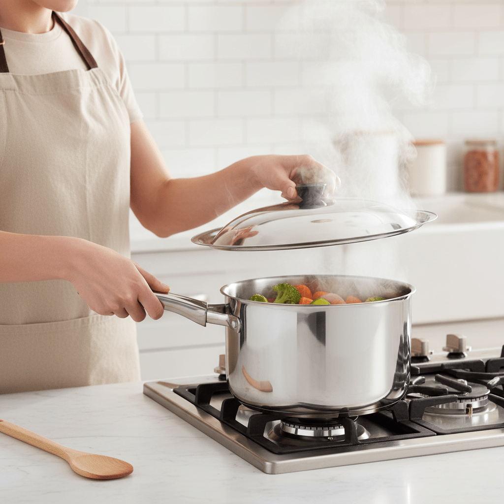 BowLift | CookShield – Universal Stainless Steel Lid for Pans & Woks