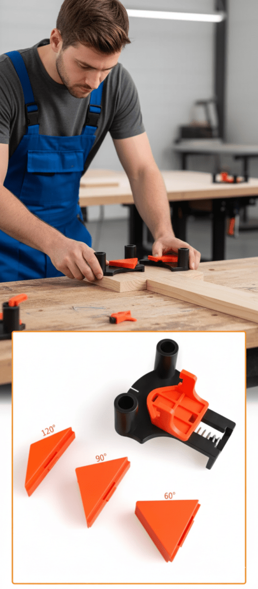 BowLift | CORNERMATE – Adjustable 4-Way Corner Clamp Set for Perfect 60°, 90°, and 120° Angles