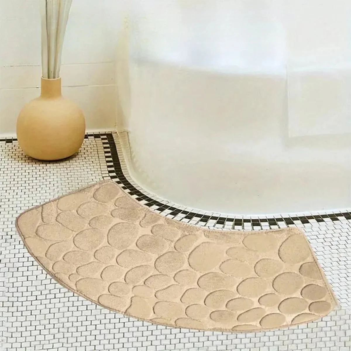 BowLift | Curved Bathroom Mat - Thick Absorbent Non-Slip Bath Mat for Bathroom Safety