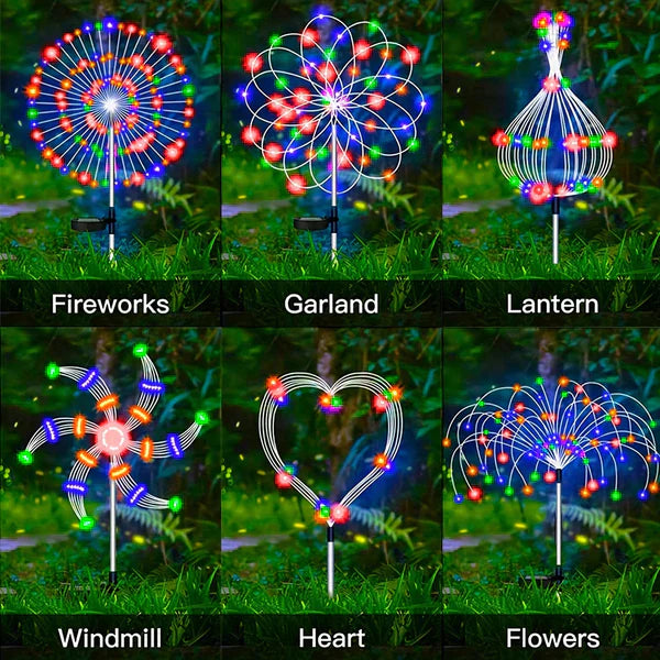 BowLift | 4 Piece Solar Firework Garden Lights - Weatherproof LED Decorative Lighting, Solar Energy for Garden and Patio