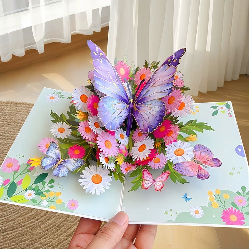 BowLift |  Vibrant 3D  Butterfly & Daisy Pop-Up Greeting Card
