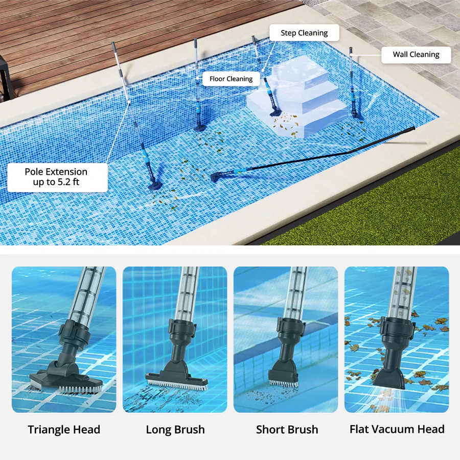 BowLift | Cordless Pool Cleaner, Rechargeable with Interchangeable Heads