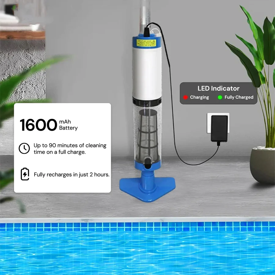 BowLift | Cordless Pool Cleaner, Rechargeable with Interchangeable Heads