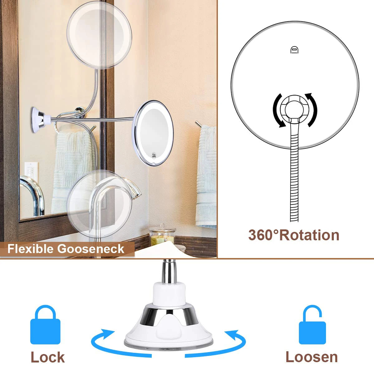 BowLift | Flexible Gooseneck Makeup Vanity Mirror