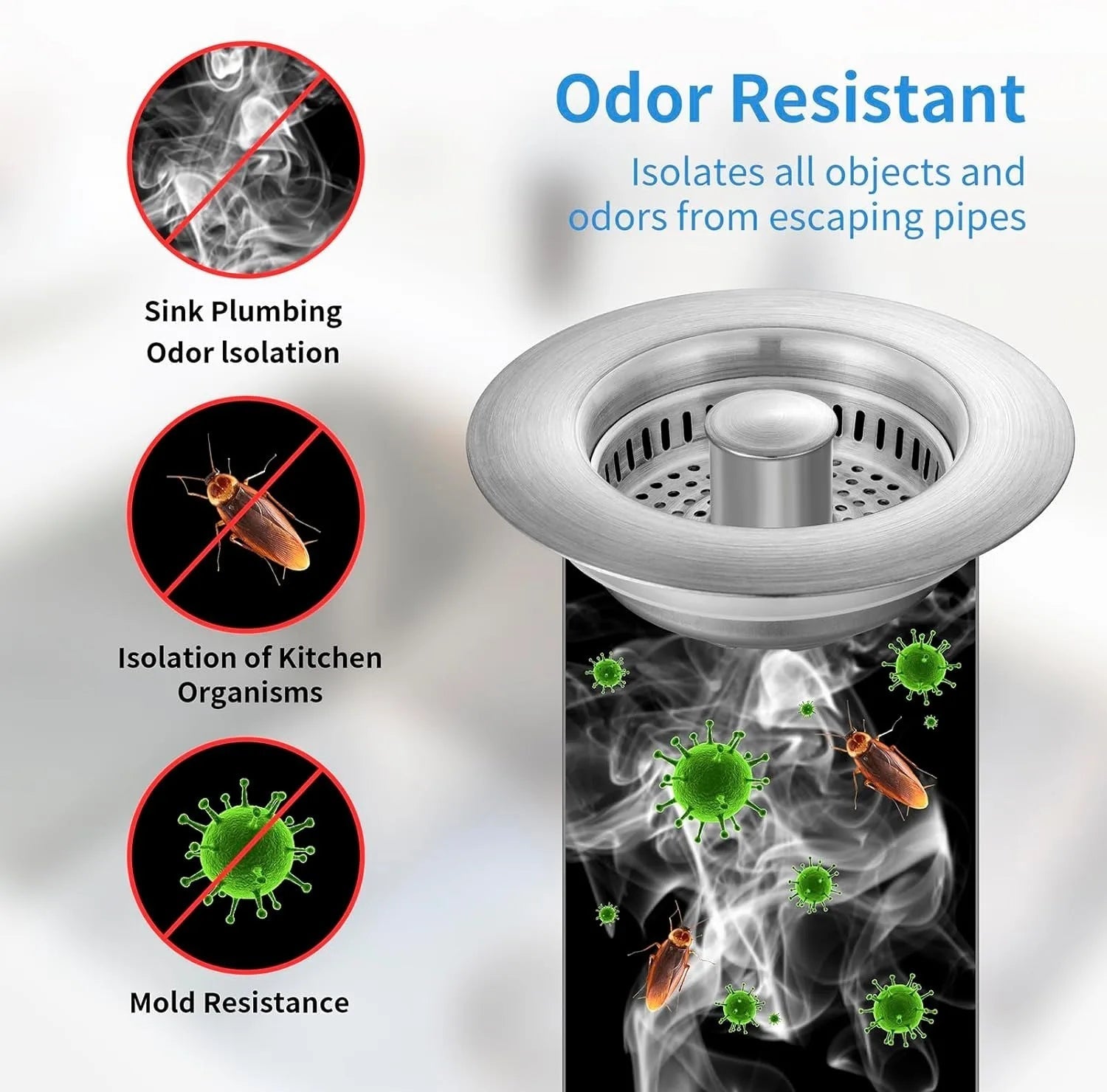 BowLift | Stainless Steel Pop-Up No-Odor Drain Filter