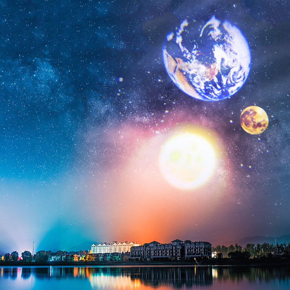BowLift | Earth & Moon Projector Lamp | LED Night Light | Cosmic Ambiance with Multiple Modes