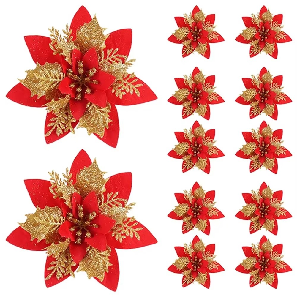 BowLift | Decorative Flower Set Pattern Pink, Gold or Red for Christmas Tree