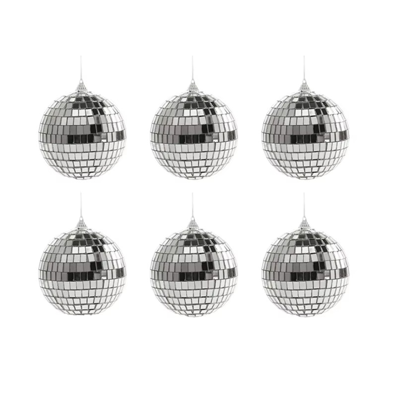 BowLift | Set of 6 Mirror Baubles Disco Pattern Sparkle for Christmas Tree