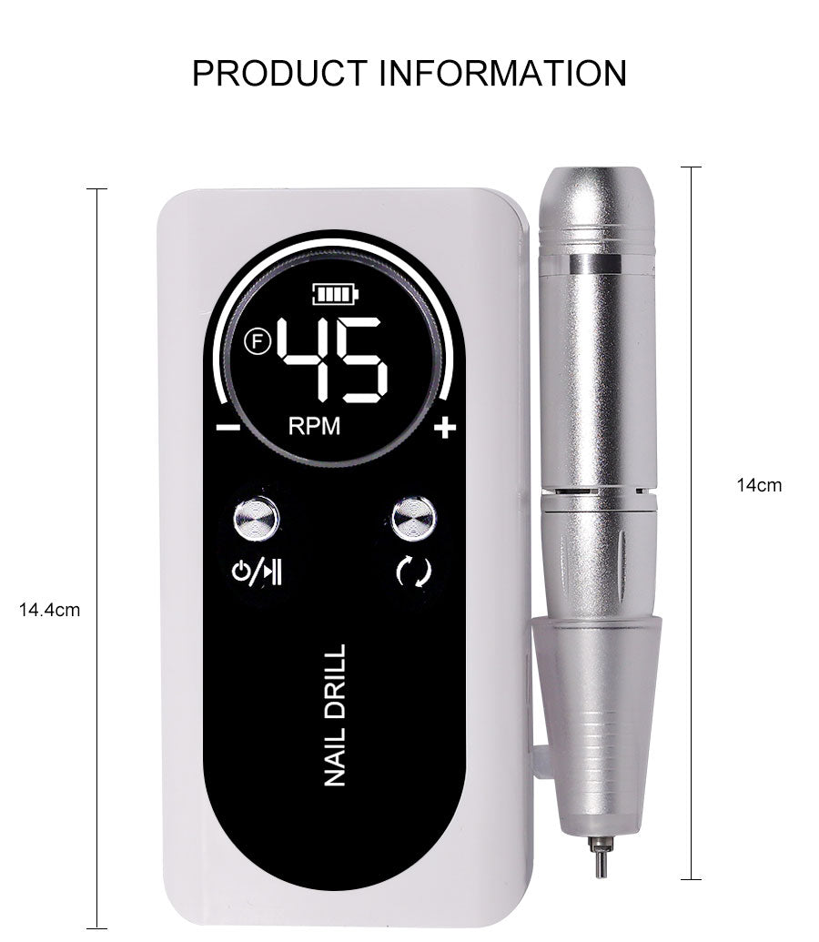 BowLift | ProNail 45000RPM Electric Nail File – Portable Rechargeable E-File for Manicure & Acrylic Nails | Low Noise