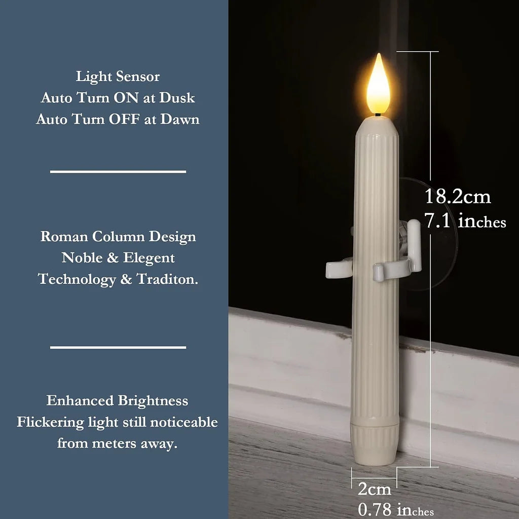 BowLift | Flameless LED Window Candles with Twilight Sensor, 6 Piece Set