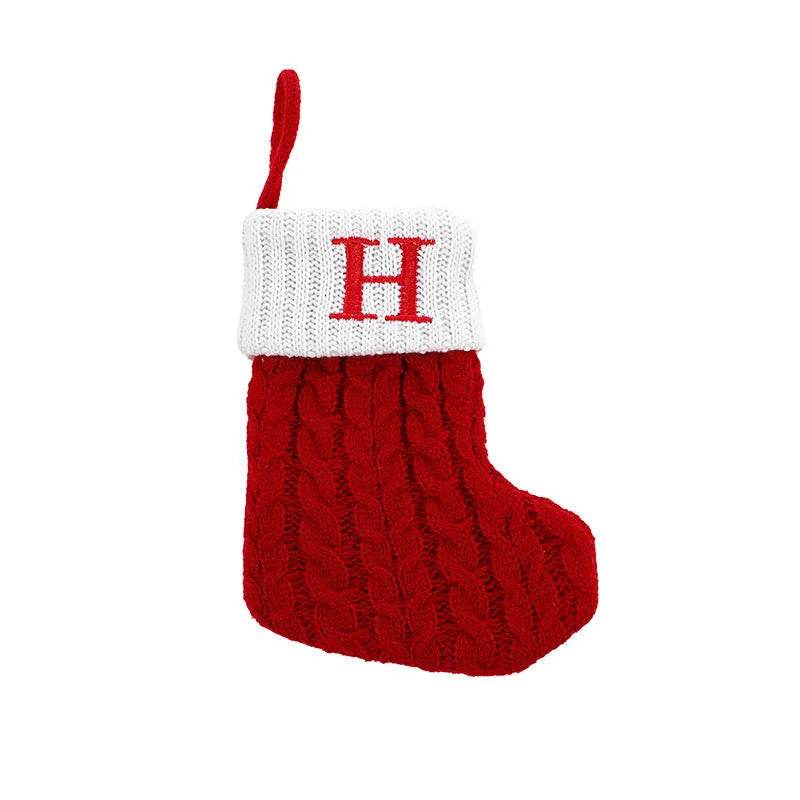 BowLift | Cute Letters Christmas Stockings Decorative Creative Tree Pendant Wool Knitted Socks