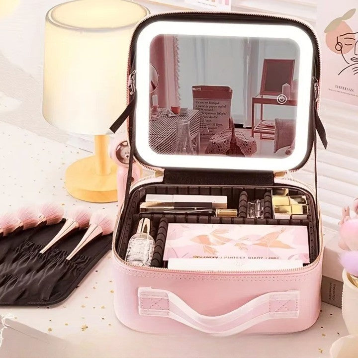 BowLift | LED Mirror Travel Makeup Organizer Bag
