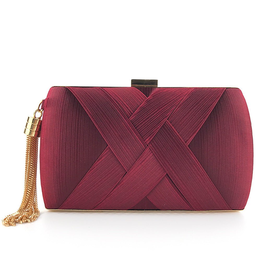 BowLift | Éclessa Luxury Evening Clutch | Satin tassel handbag for classic and modern elegance