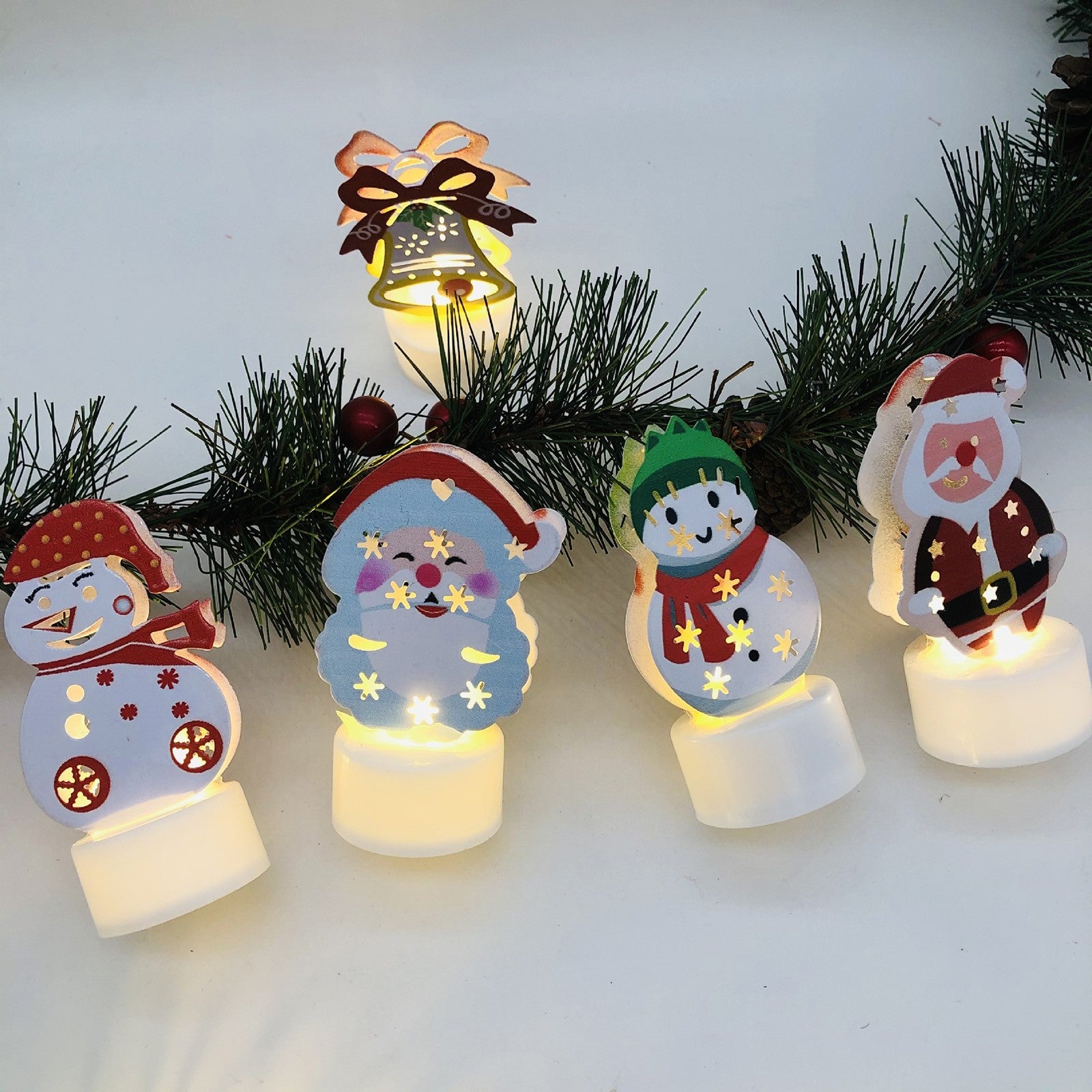BowLift | Electronic LED Christmas Candle Lamps - Set of 10 – Adorable Santa, Snowman & Tree Night Lights for Festive Home, Party, & Garden Décor