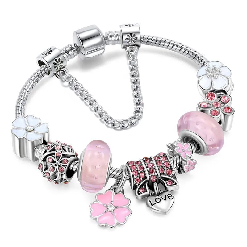 BowLift | Elegant Floral Charm Bracelet in 925 Sterling Silver for Women - Nature-Inspired Design
