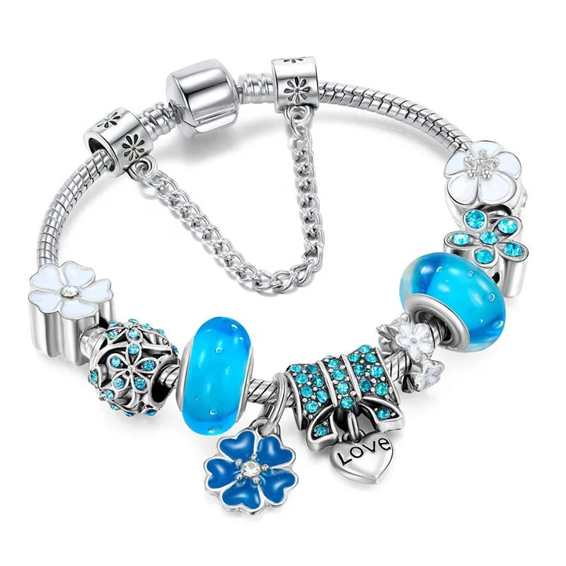 BowLift | Elegant Floral Charm Bracelet in 925 Sterling Silver for Women - Nature-Inspired Design
