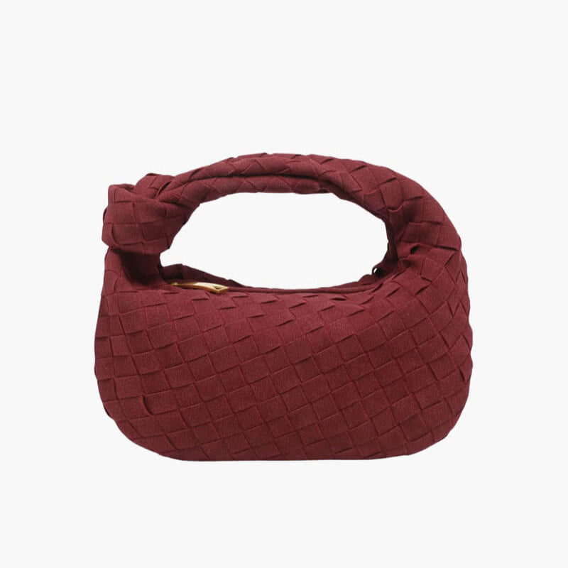 BowLift | Elsa – Stylish Mini Suede Bag with Woven Knot Design & Gold Accents