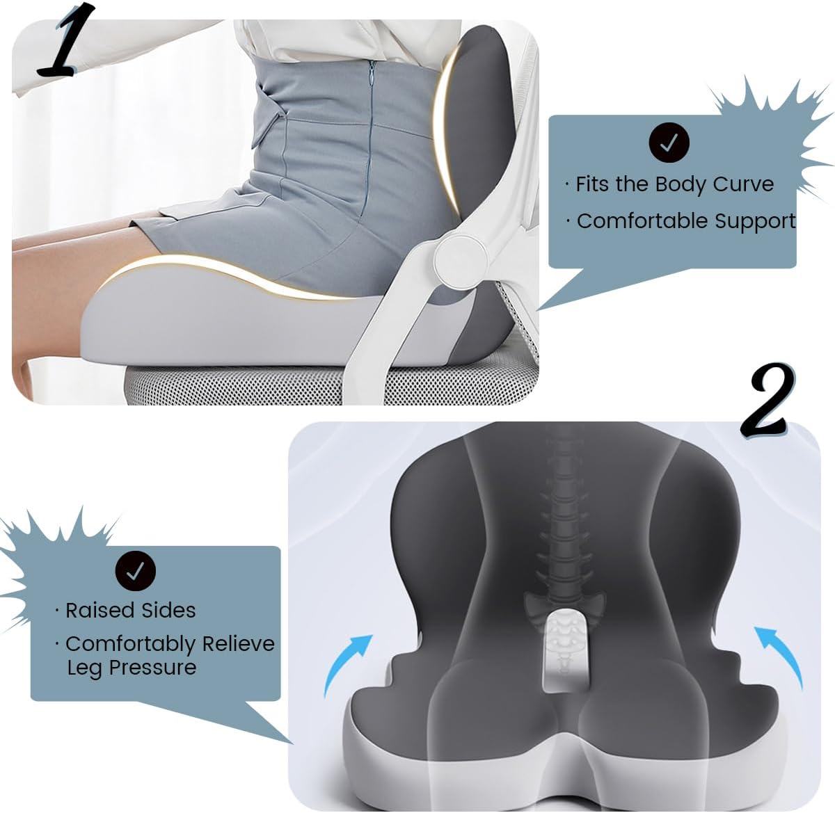 BowLift | BODYFORM PAD – Ergonomic Memory Foam Seat Cushion for Everyday Comfort
