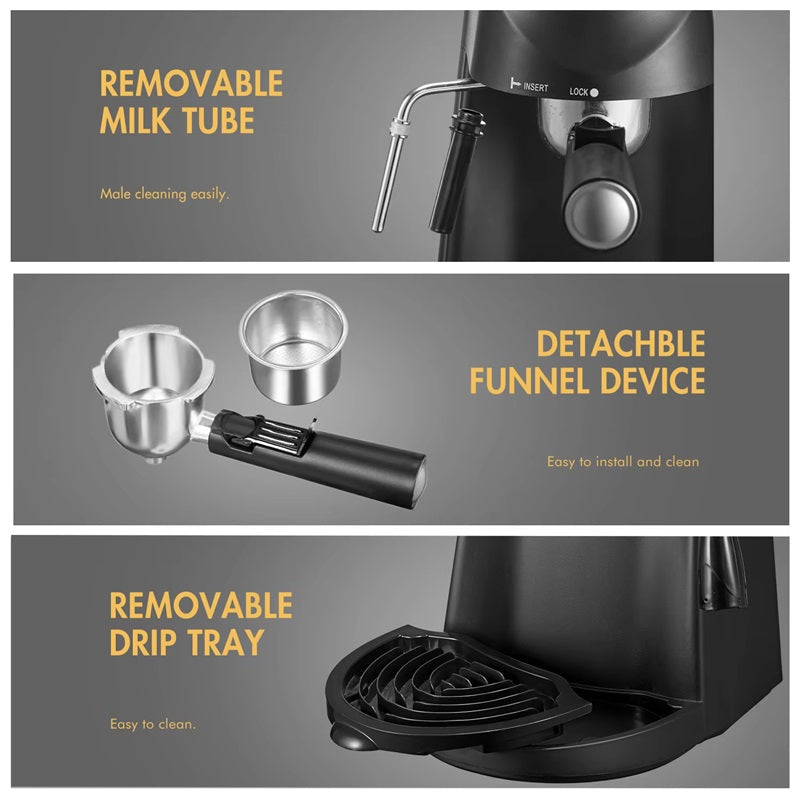 BowLift | 3.5 Bar Espresso Machine with Built-In Steam Wand