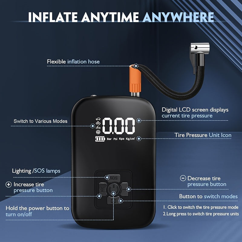 BowLift | AirPump Pro – Portable Air Compressor with Digital Display & LED Light