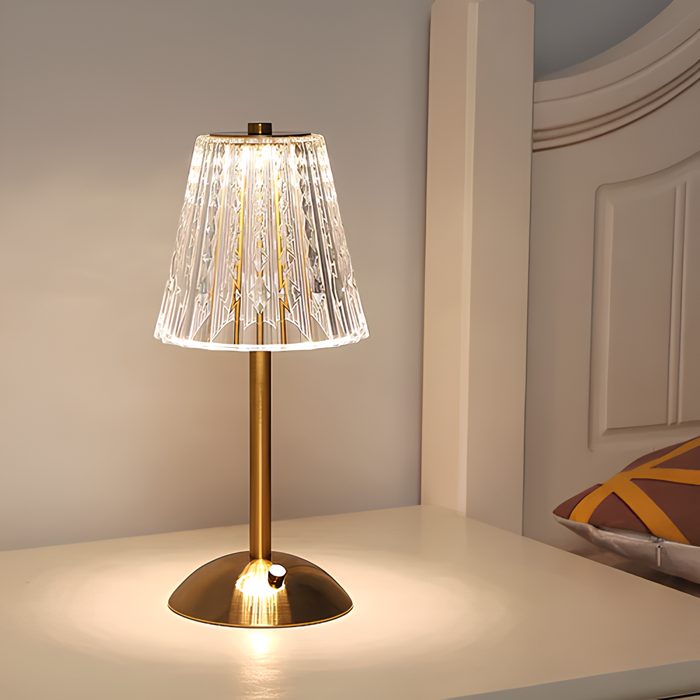 BowLift | Crystal table lamp with warm light and built-in battery
