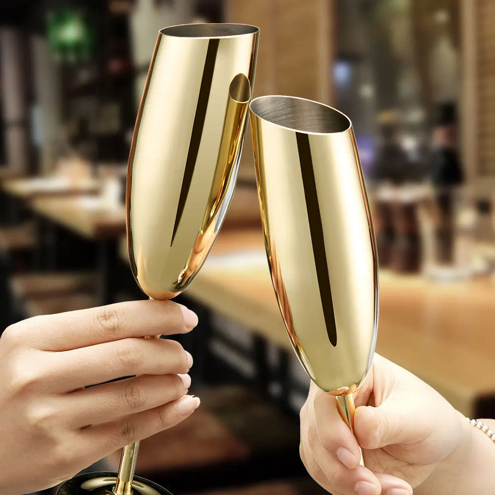 BowLift | 2 Pcs Stainless Steel Tall Champagne & Martini Glass Set for Cold Drinks