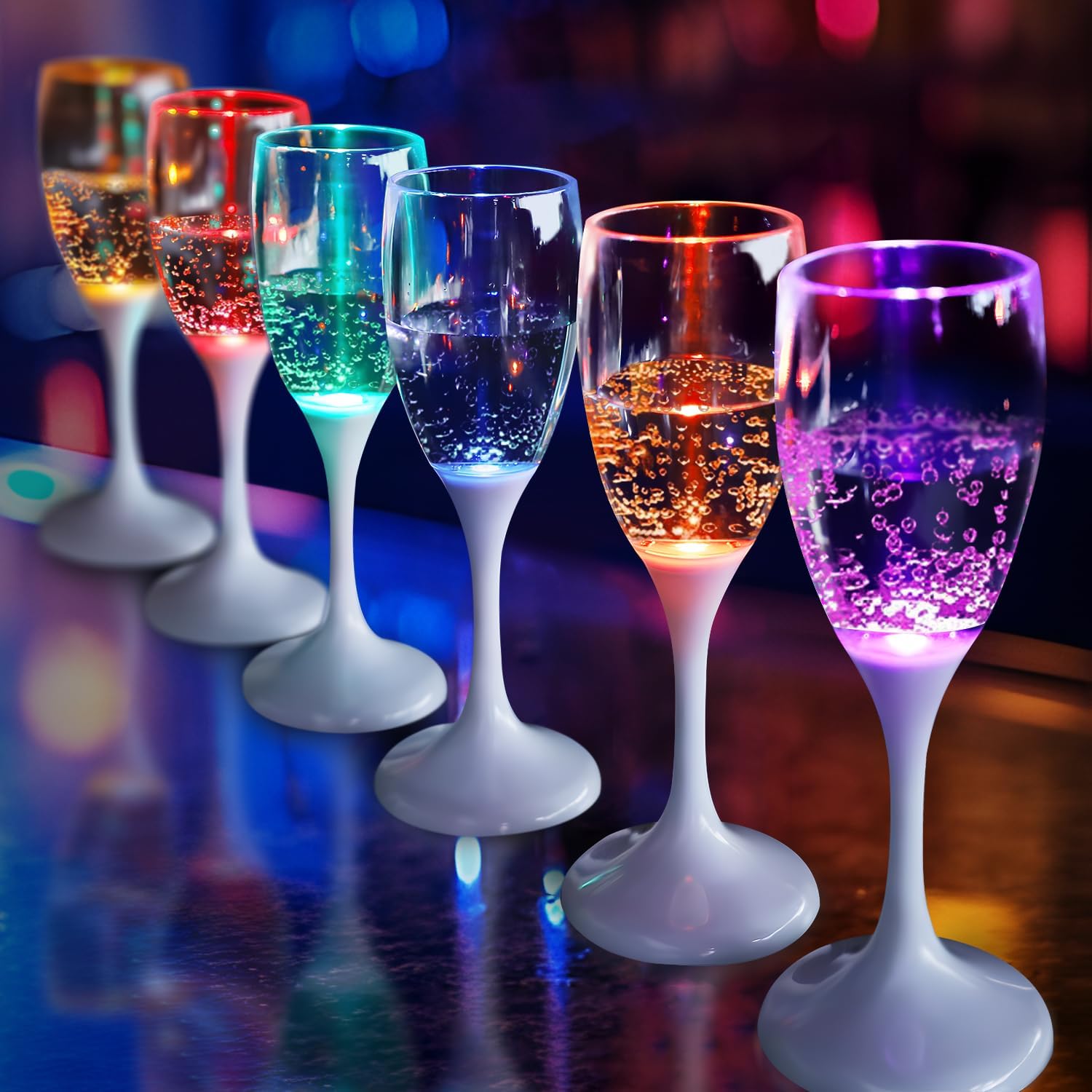 BowLift | LED Wine Glasses | Light-Up Drinkware with 6 Colors | Liquid-Activated | Reusable Party Cups 4–8oz