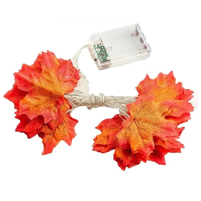 BowLift | Autumn Maple Leaf String Lights | Warm White LED Garland | Battery or USB Powered
