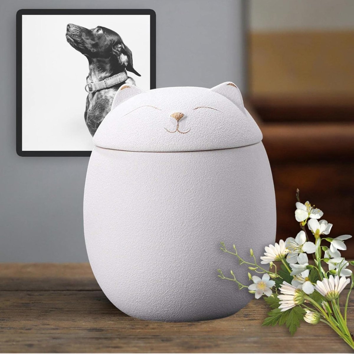 FelineEternal • Handcrafted Ceramic Memorial Urn - Dog & Cat Urn - BowLift