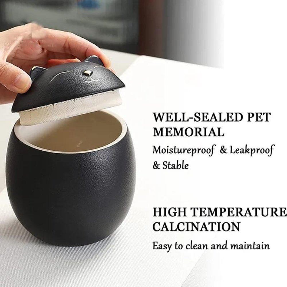 FelineEternal • Handcrafted Ceramic Memorial Urn - Dog & Cat Urn - BowLift