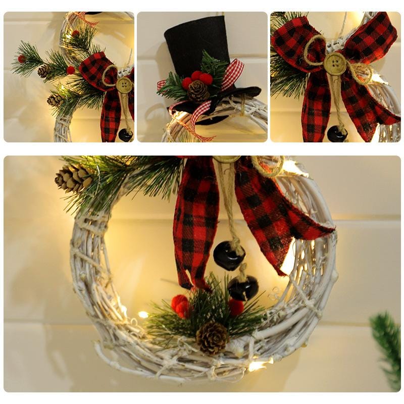 BowLift | Christmas Wreath Rustic Snowman LED Decoration