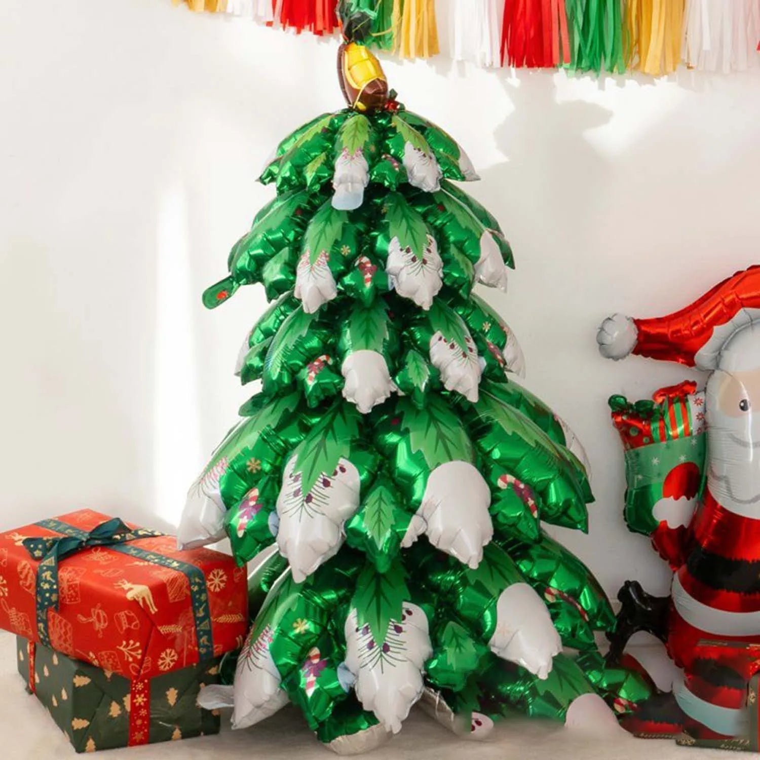 BowLift | Festive Standing Christmas Tree Balloon – Shimmering Aluminum Film Decoration for Holiday Parties & Cheerful Home Décor