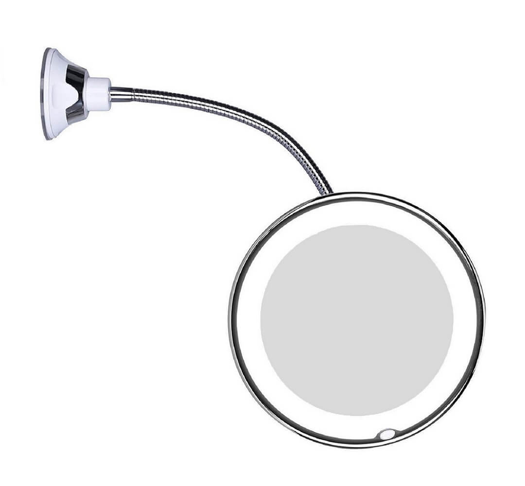 BowLift | Claravue LED Magnifying Mirror with Flexible Gooseneck – 10x Zoom, Daylight LEDs & Suction Mount