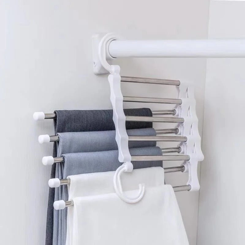 BowLift | FlexRack Trouser Shelf – Space-Saving, Adjustable Closet Organizer for Pants, Skirts, and Scarves – Stainless Steel – Non-Slip – Foldable Design