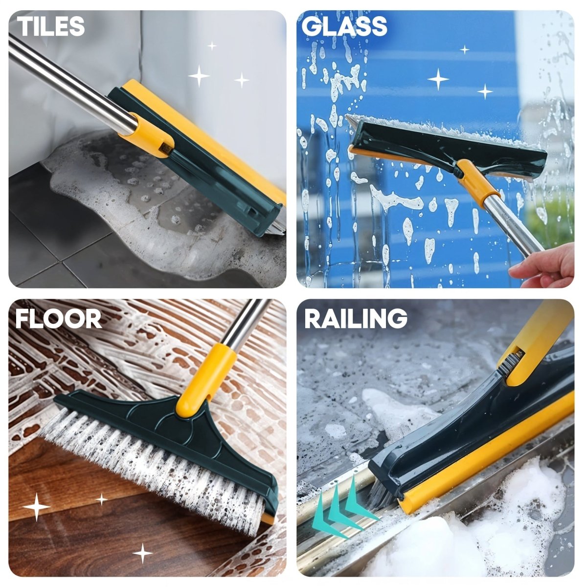 BowLift | FlexSweep Brush – 2-in-1 Cleaning Brush with Scraper for Floors and Tiles