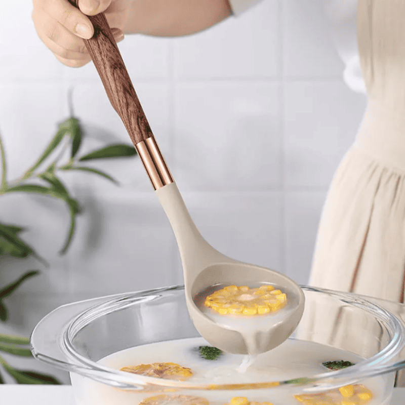 BowLift | Food-safe Silicone Kitchen Utensils with Wooden Handle - KitchenElegance