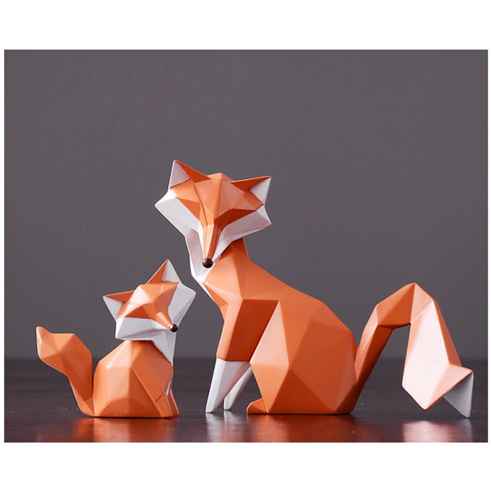 BowLift | Geometric Fox Figurine – Modern Resin Sculpture